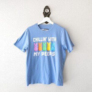 Peeps XL Blue Chillin With My Peeps Graphic Tee Easter Bunny Shirt